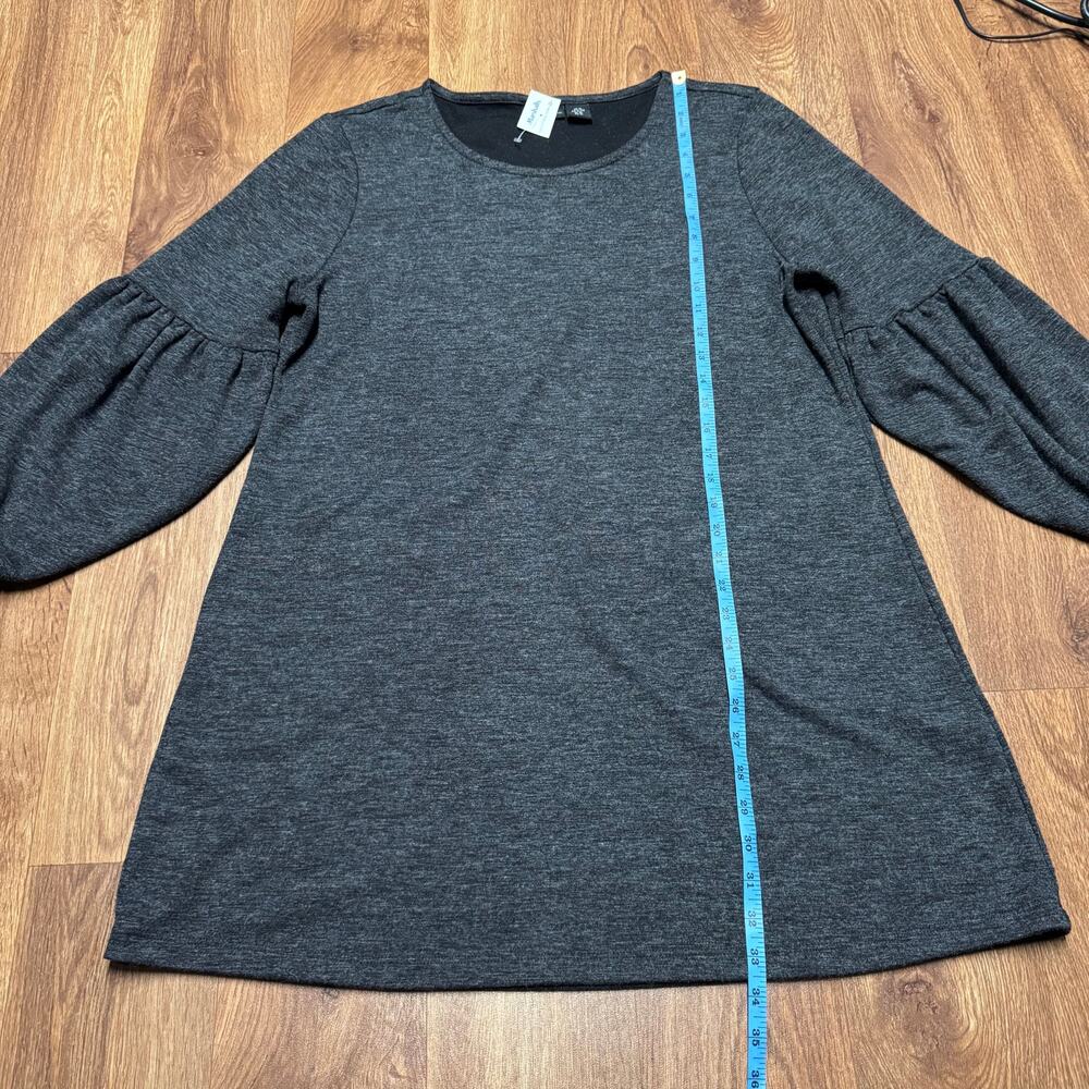 Adrienne Vittadini Charcoal Gray Puff Sleeve Tunic Shift Sweater Dress Size XL - Picture 8 of 8